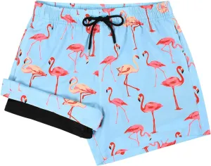 2 in 1 Men's Hawaii Print Swim Trunks with Compression Liner 5" Bathing Suits Quick Dry Shorts with Pockets