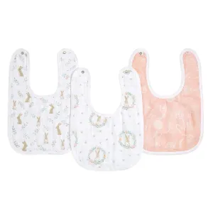 aden   anais Essentials Baby Bibs Soft & Absorbent 100% Muslin Cotton Adjustable Snap Bibs Set for Boys and Girls, 3 Pack, Blushing Bunnies
