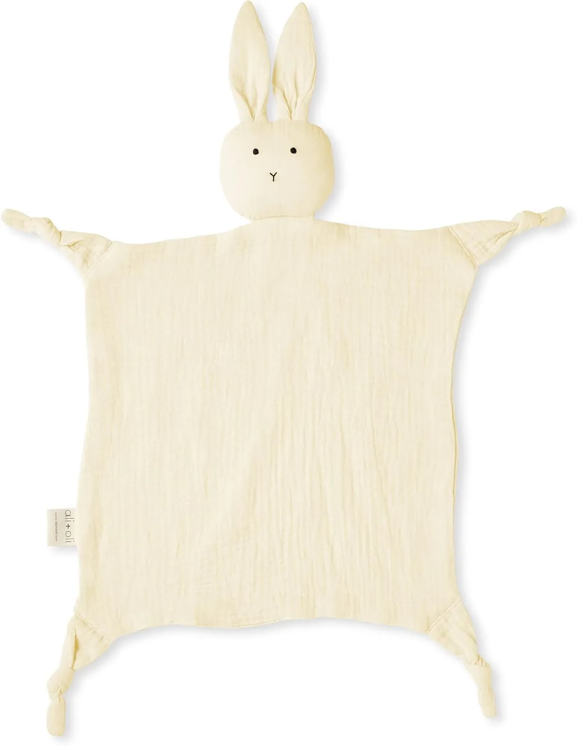 Ali Oli Cuddle Bunny Security Blanket (Beige) - Soft & Breathable Muslin Blanket, Plush Baby Blankets for Girls and Boys, Security Blankets for Babies, Pre-Washed Cotton Baby Blankets, Bunny Blanket