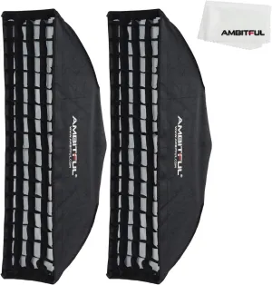 AMBITFUL 2PCS 22x90cm 9"x35" Beehive Honeycomb Grid Strip Softbox Bowens Mount for Studio Flash
