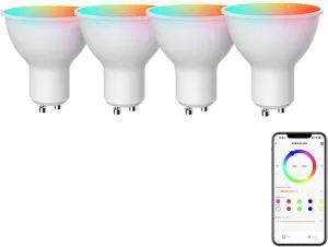 Broadlink GU10 Smart Bulbs, Bluetooth Color Changing 4.5W LED Track Light Bulbs with Music Sync, Fast Setup, Compatible with Alexa, Google Home, 40W Halogen Equivalent (4-Pack)