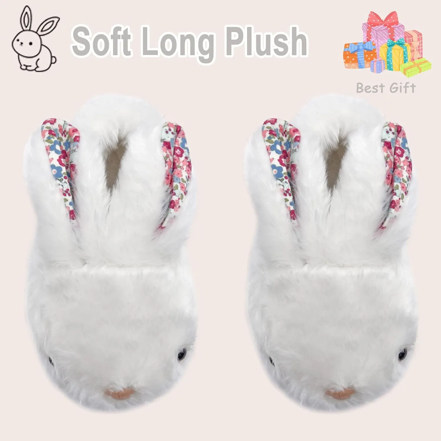Bunny Slippers for Women, Cute Animal Fluffy Slippers Fuzzy House Shoes Plush Warm Winter Slippers Rabbit Home Bedroom Shoes Indoor & Outdoor