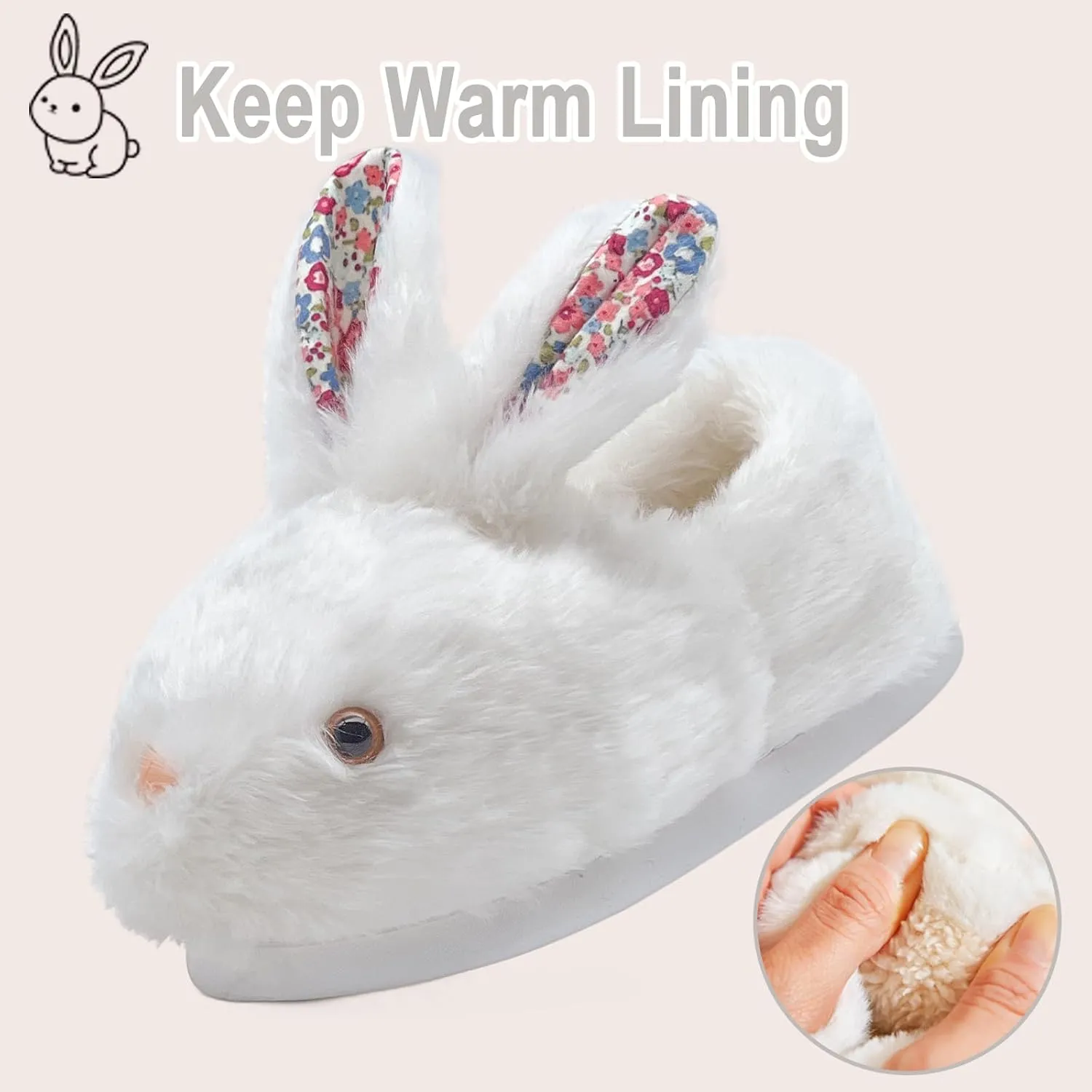 Bunny Slippers for Women, Cute Animal Fluffy Slippers Fuzzy House Shoes Plush Warm Winter Slippers Rabbit Home Bedroom Shoes Indoor & Outdoor