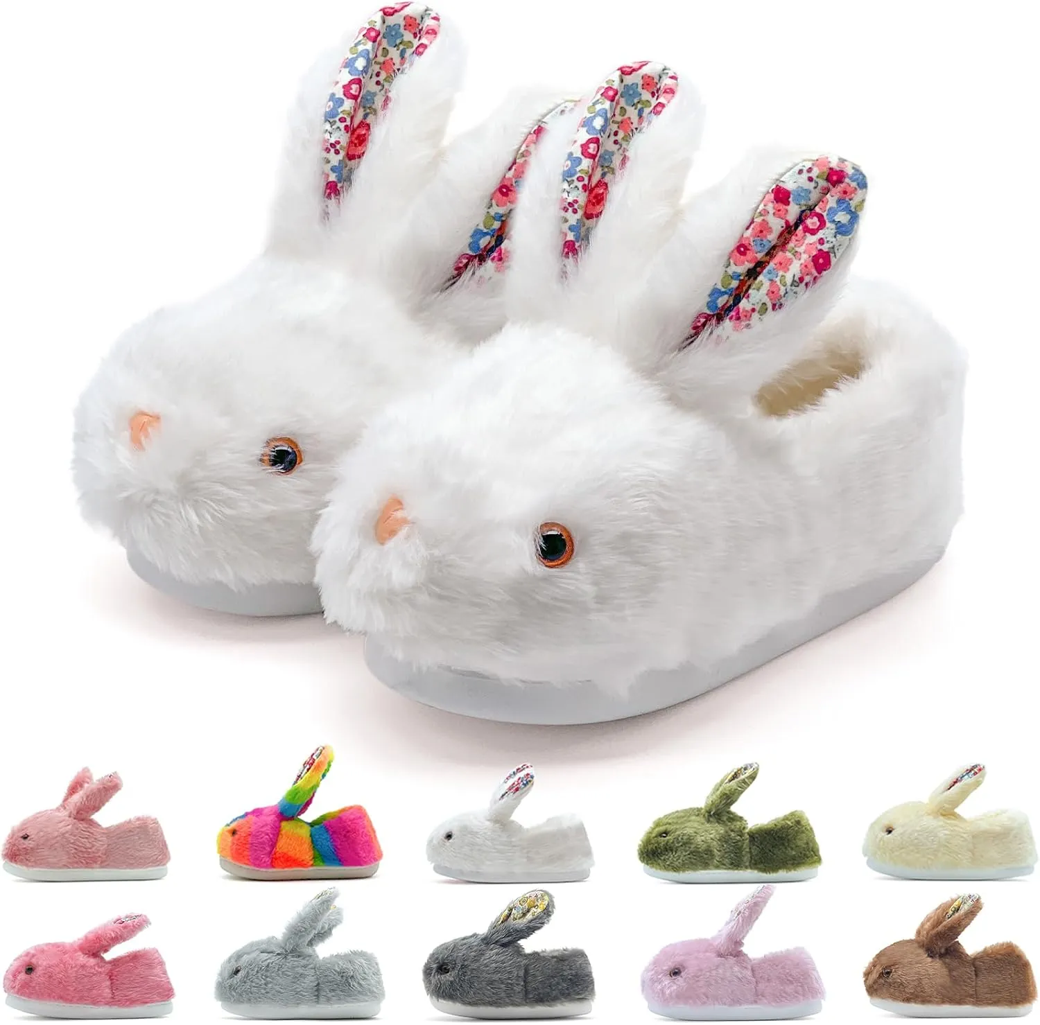 Bunny Slippers for Women, Cute Animal Fluffy Slippers Fuzzy House Shoes Plush Warm Winter Slippers Rabbit Home Bedroom Shoes Indoor & Outdoor