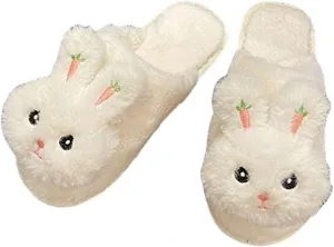 Bunny Slippers Funny Animal Slippers Bunny Indoor Warm Plush Slippers Cute Kawaii Cartoon Rabbit House Slippers Birthday Holiday Gifts for Girls Ladies