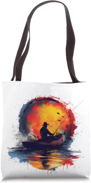 Canoe Fishing Riverside Serenity Tote Bag