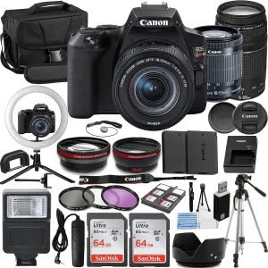 Canon Rebel SL3 Vlogger Kit:EF-S 18-55mm & EF 75-300mm Lenses,64GB Memory Card,Ring Light,Spider Tripod,3 Piece Filter Kit,Gadget Bag,Remote Shutter,USB Card Reader & Cleaning Kit (Renewed)