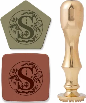 CRASPIRE Pottery Stamp for Clay Initial Alphabet S Handmade 1 inch(25mm) Ceramics Stamp Removable Brass Head with Golden Handle Unique Imprints DIY Crafts Polymer Clay Tools Makers