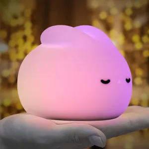 Cute Bunny Night Light, 3 Level Dimmable Nursery NightLight for Kids, Multicolor Rechargeable Silicone Squishy Rabbit Lamp with Tap Control & Timer for Breastfeeding Toddler Baby Kids Decor Gift