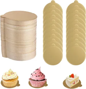 CYEAH 400 Pcs Mini Cake Boards, 3 inch Round Golden Mousse Cake Boards, Mini Cakes Bases Cakes Cardboard for Cupcake Dessert Displays, Circle Cardboards Dessert Boards Pastry Base - Grease Proof
