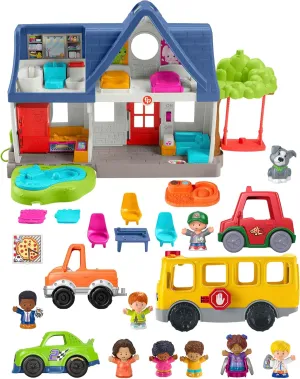Fisher-Price Little People Toddler Gift Set, Ready for Summer, Interactive Play House with Musical School Bus