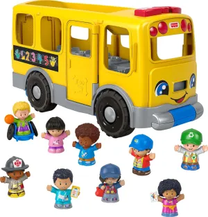 Fisher-Price Little People Toddler Toy Big Yellow School Bus & Community Heroes Set, Musical Pull-Along Vehicle & Figures for Kids Ages 1  Years