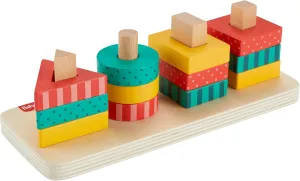Fisher-Price Wood Toddler Toy Shape Stacker, 13-Piece Wooden Sorting Activity for Fine Motor Play Preschool Kids Ages 2  Years