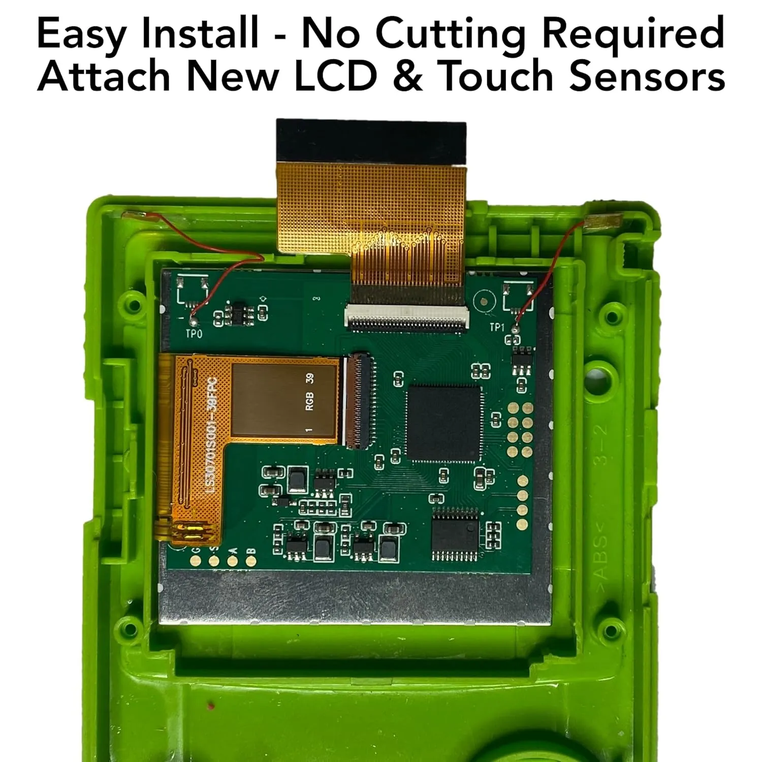 Game Boy Color 2.45 Inch IPS Backlight LCD Screen Replacement Kit [DROP-IN, NO SOLDER] for Gameboy Color GBC (With Black Screen Lens)