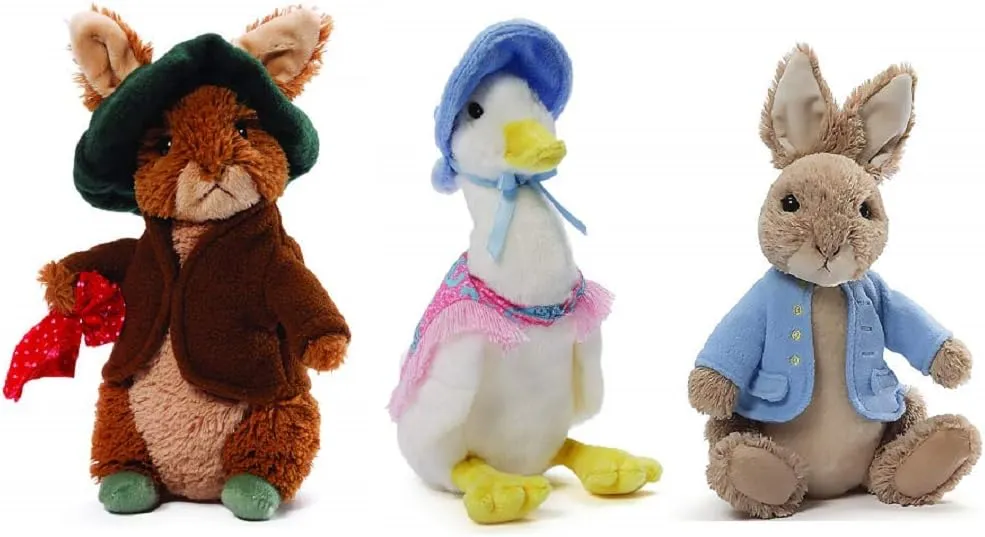 GUND 3 Piece Nursery Tale Stuffed Animal Bundle, Peter Rabbit, Benjamin Bunny and Jemima Puddle Duck
