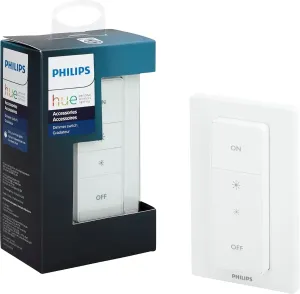 Hue Dimmer Switch with Remote V1, White – 1 Pack – Philips Controls On/Off, Dimming, and Brightening of Hue Lights – Requires Hue Bridge – Easy, Wire-Free Installation
