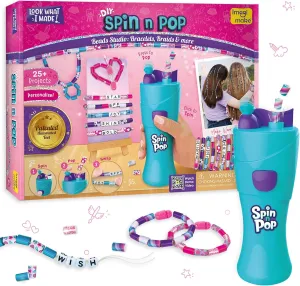 Imagimake Spin n Pop : DIY Bracelets Braids & More | Patented Electric Bracelet Maker | DIY Craft Kits for Girls Ages 8-13 | Create 25  Accessories for Girls 10-12 | Teenage Girl Gift Ideas