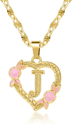Initial Heart Necklace for Women Heart Gold Letter A-Z Name Alphabet Pendant Necklace for women Gift