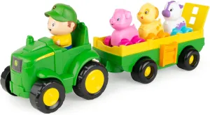 John Deere Animal Sounds Wagon Ride Musical Tractor Toy - Musical Toddler Toys - Includes Farmer Figure, Tractor, and 3 Farm Animals - Easter Basket Stuffers for Toddler - Ages 12 Months and Up