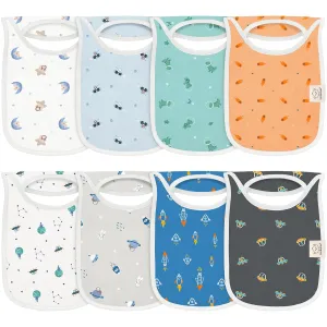 KeaBabies 8-Pack Baby Bibs for Boys, Girls - Pullover Bibs for Drooling Teething Baby Girl & Boy Toddler, Newborn, Soft & Absorbent, Cute Colors, Large Torso Coverage Keep Infant Clean & Dry (Cosmo)