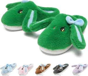 Kids Slippers Boys Girls Bunny Animal Slippers,Cute Bow Plush Funny Cartoon Rabbit Slippers,Comfy Fluffy Fuzzy Pillow Cloud Bedroom House Slippers Little/Big Kids