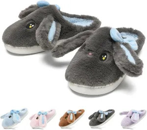 Kids Slippers Boys Girls Bunny Animal Slippers,Cute Bow Plush Funny Cartoon Rabbit Slippers,Comfy Fluffy Fuzzy Pillow Cloud Bedroom House Slippers Little/Big Kids