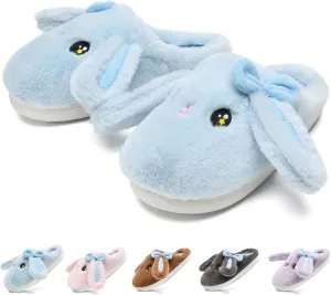 Kids Slippers Boys Girls Bunny Animal Slippers,Cute Bow Plush Funny Cartoon Rabbit Slippers,Comfy Fluffy Fuzzy Pillow Cloud Bedroom House Slippers Little/Big Kids