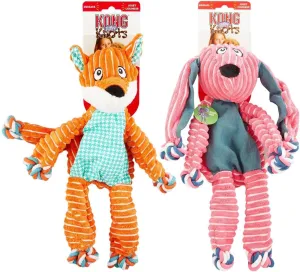 KONG Floppy Knots Combo Dog Toy - Fox and Bunny Bundle - Interal Knotted Rope with Squeakers and Less Stuffing - Medium/Large