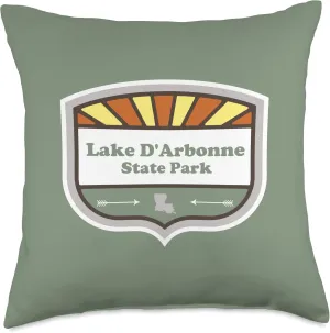 Lake D'Arbonne State Park Louisiana Sunburst Badge Vacation Throw Pillow
