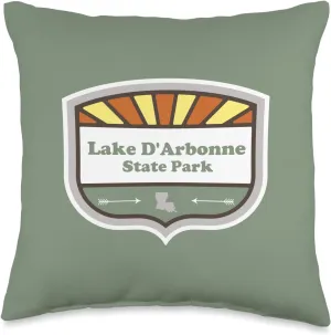 Lake D'Arbonne State Park Louisiana Sunburst Badge Vacation Throw Pillow