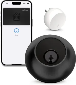 Level Lock  WiFi Deadbolt Smart Lock - World's Smallest Smart Lock Plus Apple Home Key - Lock/Unlock Anywhere - Level App for iOS & Android - Works with Apple Home, Alexa, Google Home (Matte Black)
