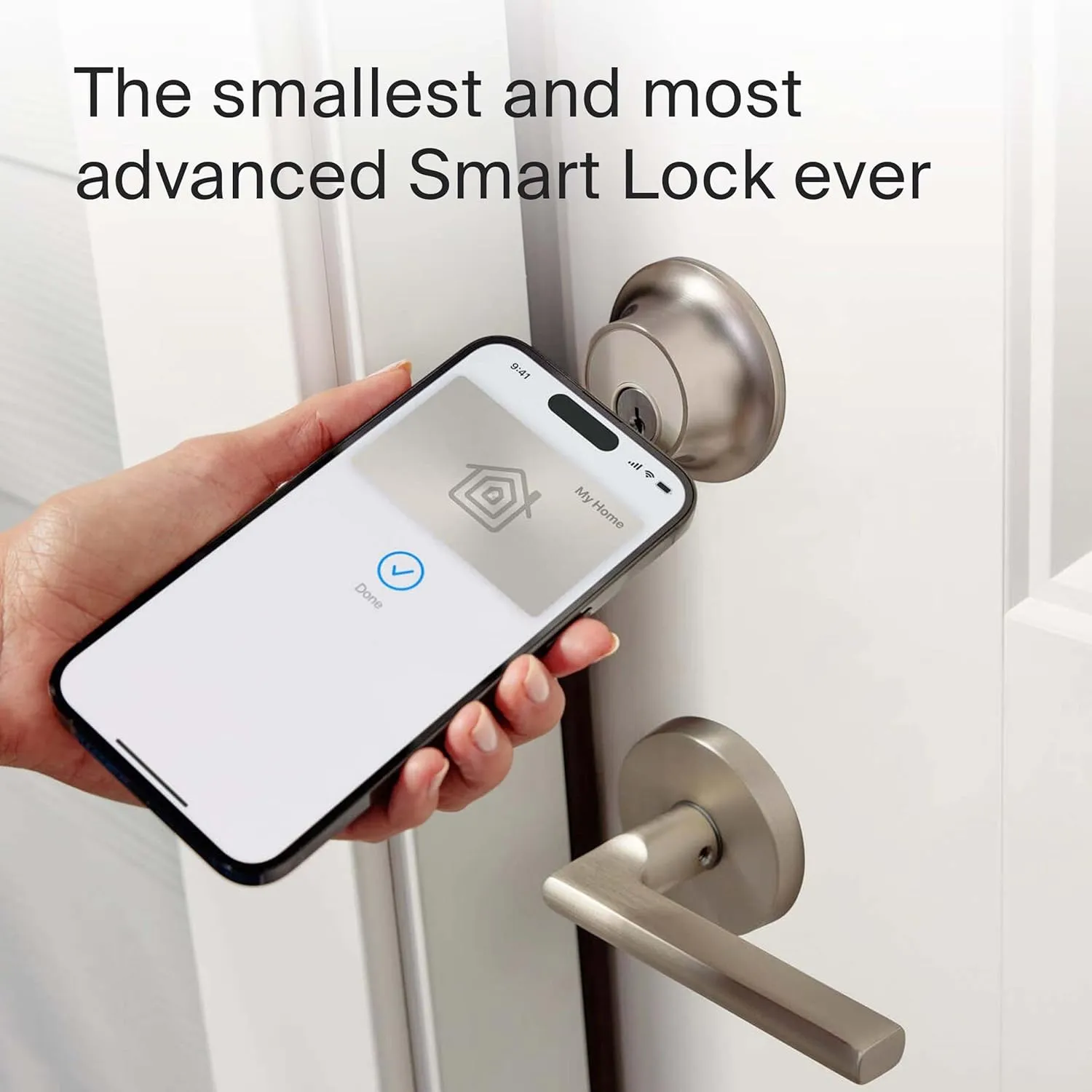 Level Lock  WiFi Deadbolt Smart Lock - World's Smallest Smart Lock Plus Apple Home Key - Lock/Unlock Anywhere - Level App for iOS & Android - Works with Apple Home, Alexa, GoogleHome (Satin Nickel)