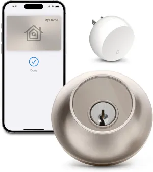 Level Lock  WiFi Deadbolt Smart Lock - World's Smallest Smart Lock Plus Apple Home Key - Lock/Unlock Anywhere - Level App for iOS & Android - Works with Apple Home, Alexa, GoogleHome (Satin Nickel)
