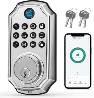 LOCK&SOLVER Keyless Entry Door Lock, Smart Lock for Front Door, Keypad Fingerprint Doorlock, App Remote Control, One-Time Code, Auto Lock, Easy Installation with Video Guide, Rust-Resistant Zinc