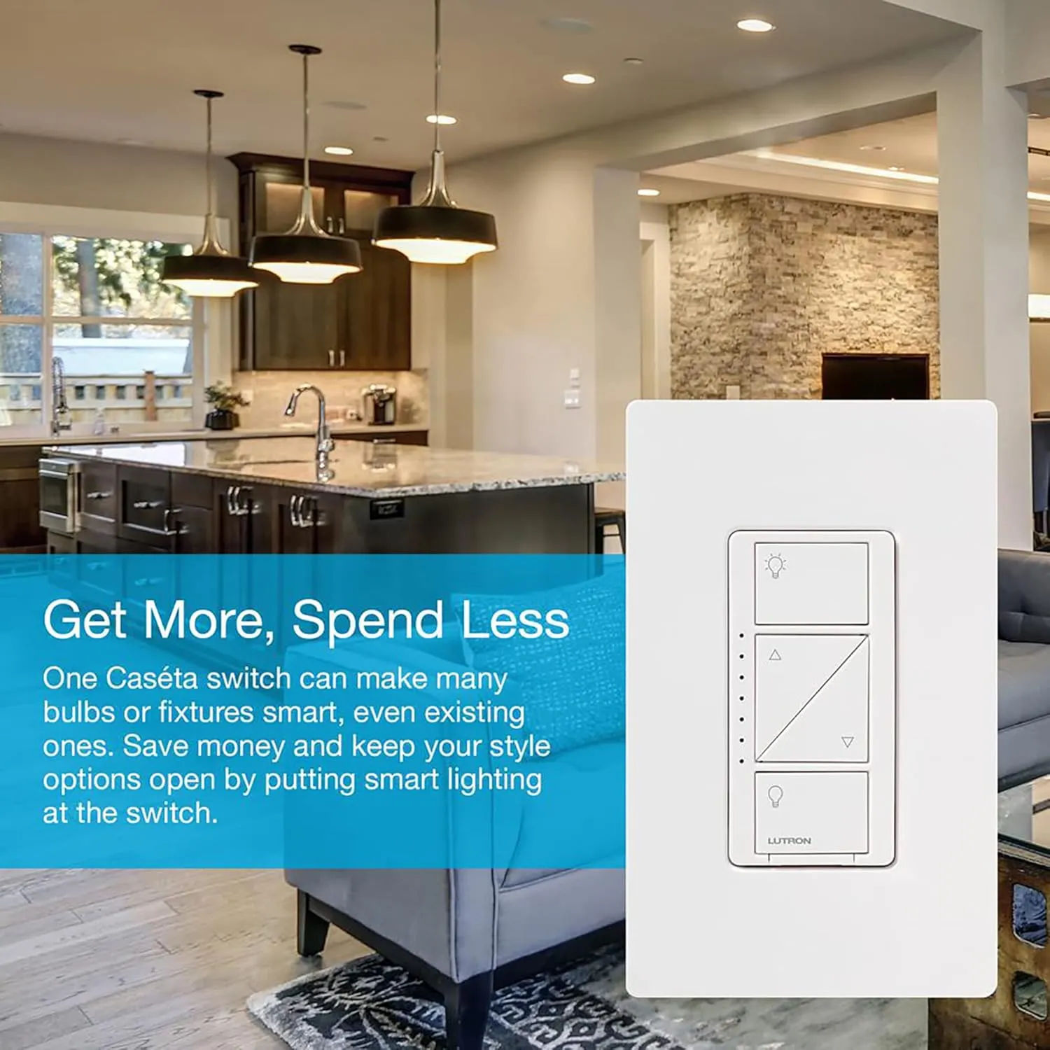 Lutron Caseta Smart Lighting Original Dimmer Switch (Lutron Smart Hub Required), for Light Bulbs, 150 Watt, Single-Pole/3-Way, No Neutral Required, PD-6WCL-WH-2, White, 2 Pack