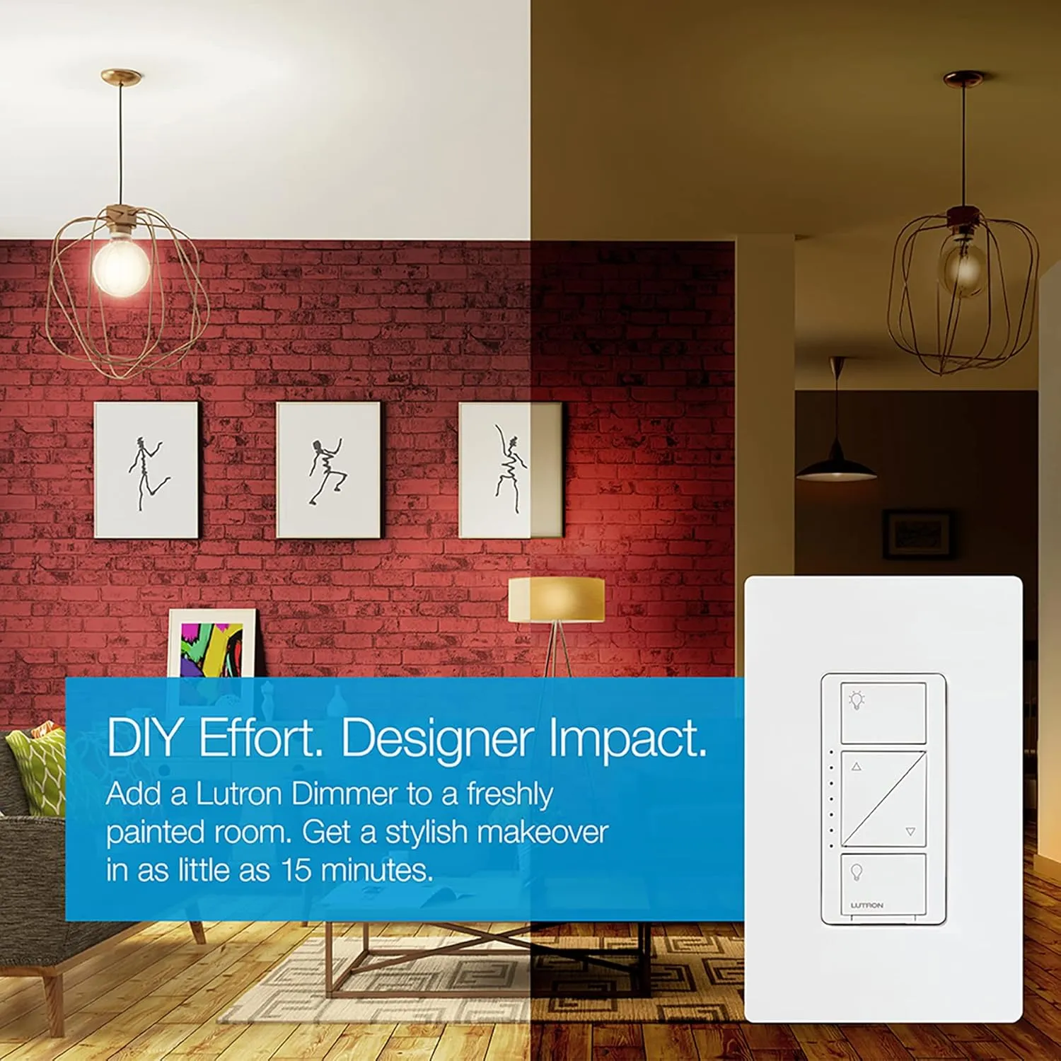 Lutron Caseta Smart Lighting Original Dimmer Switch (Lutron Smart Hub Required), for Light Bulbs, 150 Watt, Single-Pole/3-Way, No Neutral Required, PD-6WCL-WH-2, White, 2 Pack
