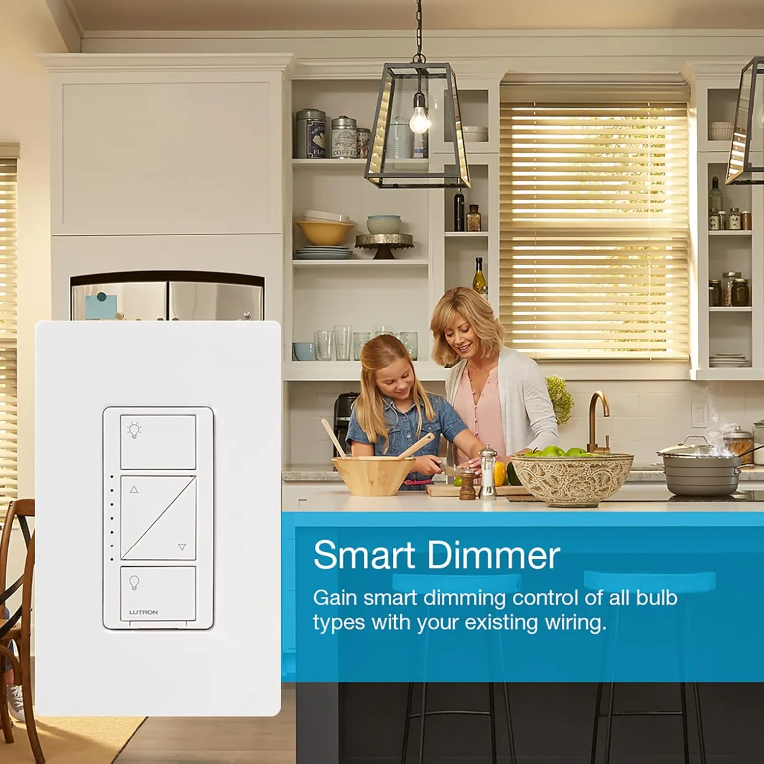 Lutron Caseta Smart Lighting Original Dimmer Switch (Lutron Smart Hub Required), for Light Bulbs, 150 Watt, Single-Pole/3-Way, No Neutral Required, PD-6WCL-WH-2, White, 2 Pack