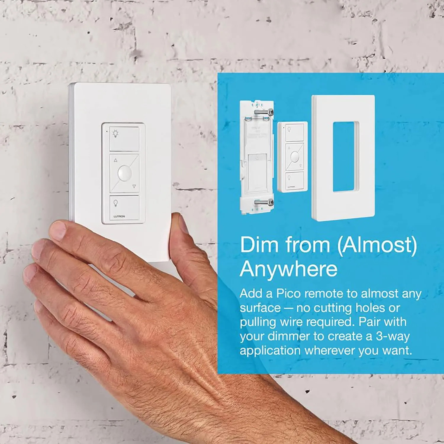 Lutron Caseta Smart Lighting Original Dimmer Switch (Lutron Smart Hub Required), for Light Bulbs, 150 Watt, Single-Pole/3-Way, No Neutral Required, PD-6WCL-WH-2, White, 2 Pack