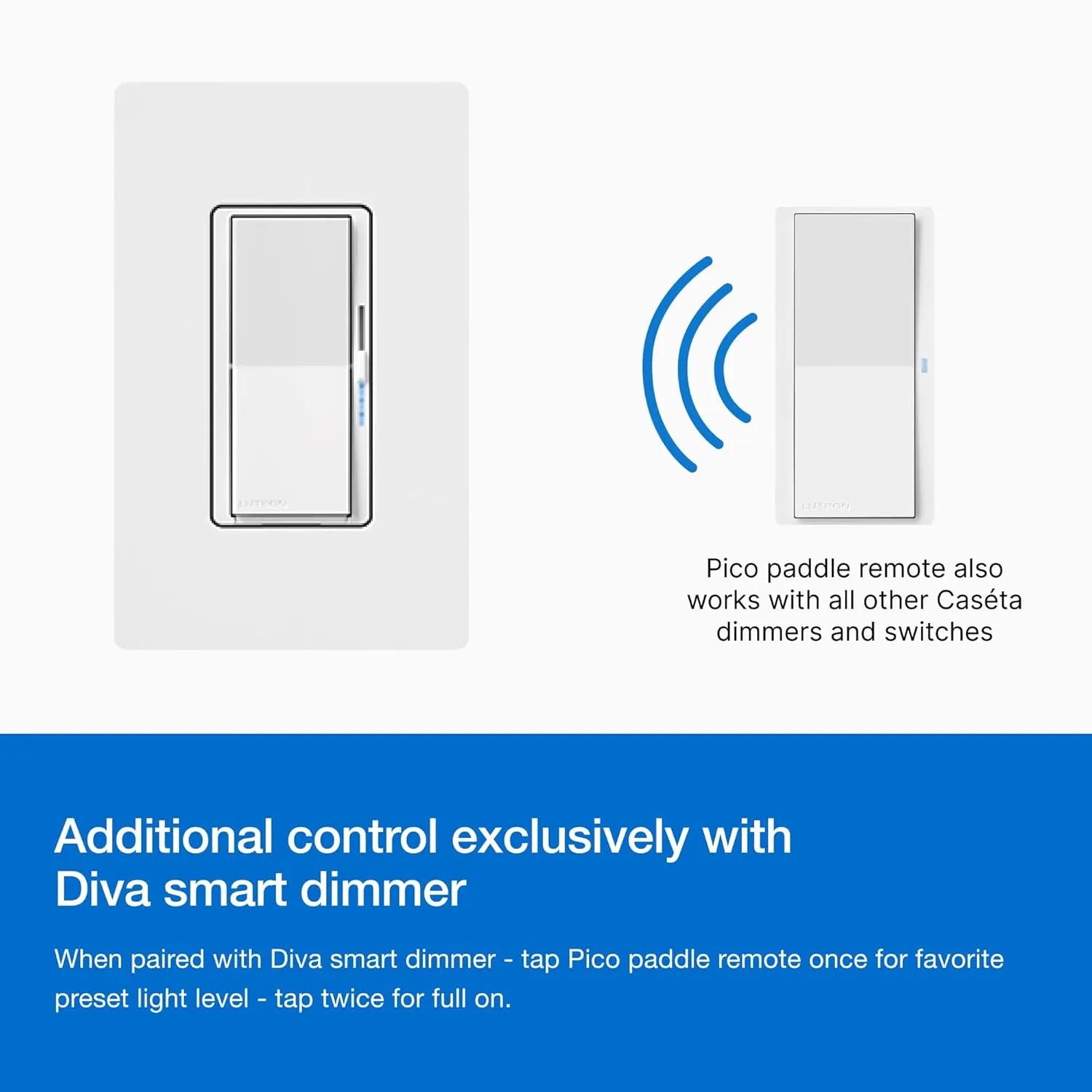 Lutron Pico Paddle Remote for On/Off Control of Caseta Smart Switches/Dimmers, PJ2-P2B-GGR, Gray