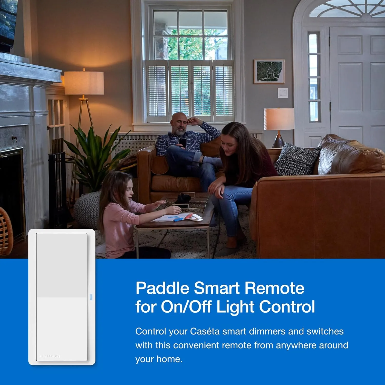 Lutron Pico Paddle Remote for On/Off Control of Caseta Smart Switches/Dimmers, PJ2-P2B-GGR, Gray