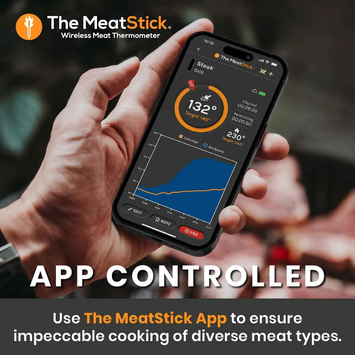 MeatStick WiFi Bridge Set | 2-Probe Package | Smart Wireless Meat Thermometer | Unlimited Range Digital Food Probe with Bluetooth | for Smoking, Grilling, BBQ, Air Fryer, Deep Frying, Oven, Rotisserie