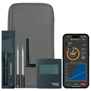 MeatStick WiFi Bridge Set | 2-Probe Package | Smart Wireless Meat Thermometer | Unlimited Range Digital Food Probe with Bluetooth | for Smoking, Grilling, BBQ, Air Fryer, Deep Frying, Oven, Rotisserie