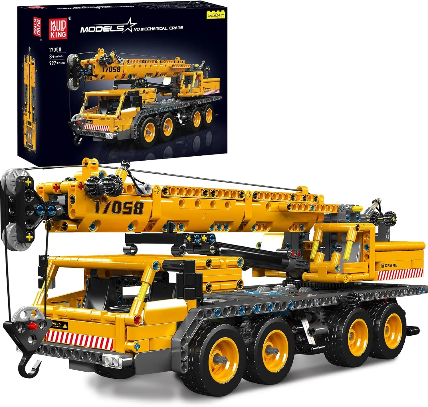 Mould King 17058 City Mobile Crane Truck Toy Building Set, Construction Vehicle Model Blocks Kit for Adults, Toys Gifts for Kids Children, Playset for Boys and Girls Ages 8 (997 Pieces)