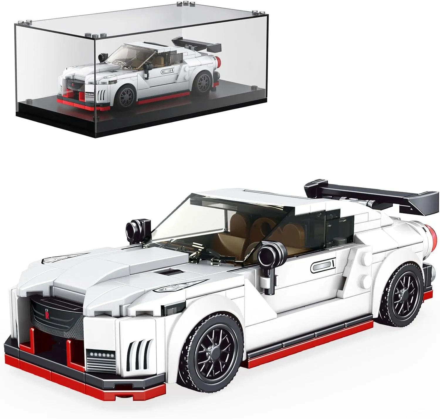 Mould King Speed Champion Car Models Building Toys with Display Case, 27031 Model Car Kits Building Blocks, Race Car Building Sets, JDM Kits for Adults Kids 8 (356PCS)