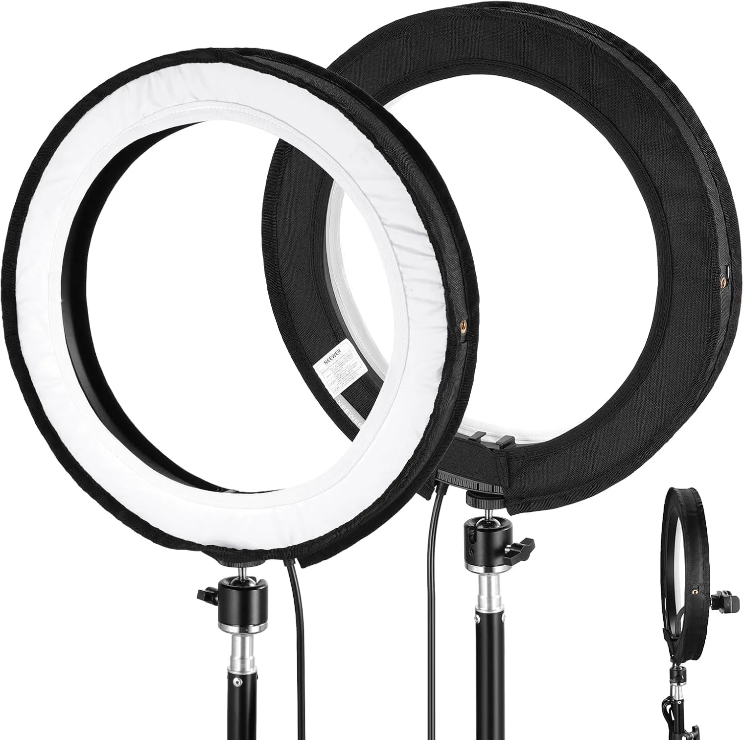 NEEWER Ring Light Diffuser for RH12B RH12C 12" Only, Elastic Video Softbox Sock for Soft & Even Light, No Leakage, White Soft Cloth for Live Stream/Video Recording, NS008