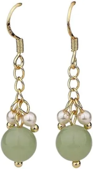 New 2025 925 Sterling Silver Jade Earrings Pearl Magnolia Flower Eardrops Vintage Jewelry Findings Fashion Trendy Accessories Creative Gift