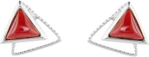 New 2026 Es229 S925 Silver Jade South Red Agate Turquoise Triangl Earrings Jewelry For Man Women Match-All Jewelry Fashion Accessories Creative Gift