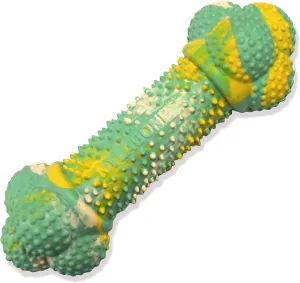 Nylabone Flavor Frenzy Barbell Puppy Chew Toy, Rubber Toys for Teething Puppies, Peanut Butter & Banana Flavor, Medium - Up to 35 lbs, 1 Count