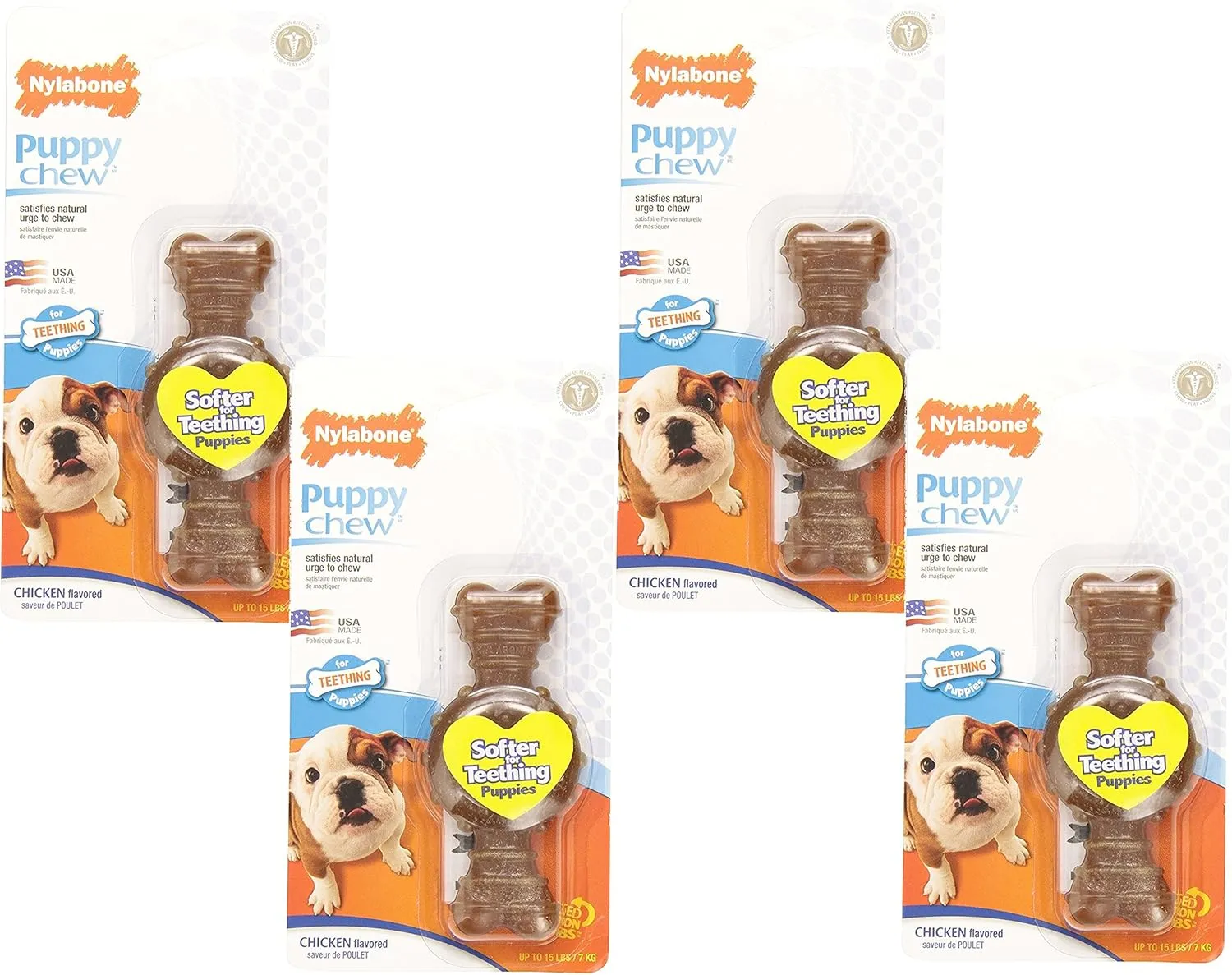 Nylabone Just for Puppies Chicken Flavored Teething Chew Ring Bone, Petite Size (4 Pack)