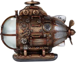 Pacific Giftware Steampunk Nautilus Explorer Submarine Collectible Sci Fi Fantasy Figurine with Color Changing LED Lights Battery Operated 7.75 Inches Long